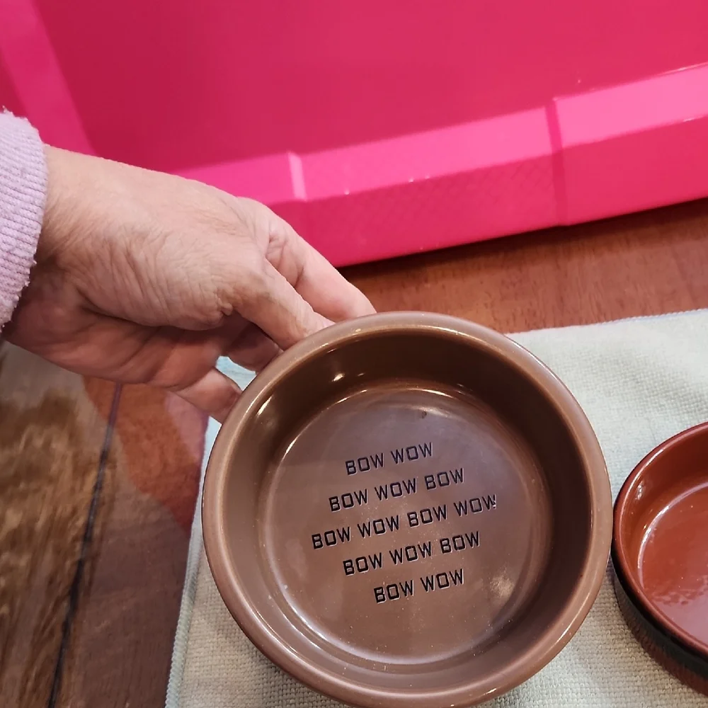 Brown and Black Dog Bowls Set